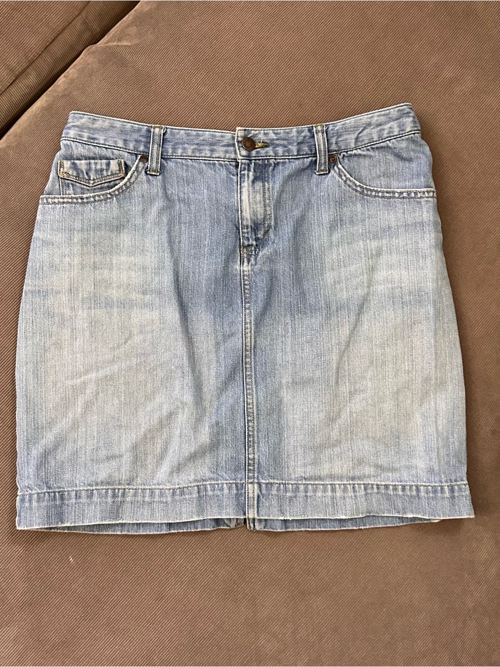 Vtg Y2K Eddie Bauer Denim Jean Light Wash Skirt Size 8 Back Slit Straight